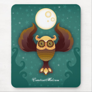 Tapis De Souris Hibou Brown Mousepad de lune