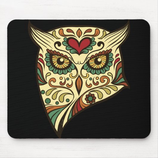 Tapis De Souris Hibou de crâne de sucre - conception de tatouage (Devant)