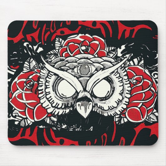 Tapis De Souris Hibou foncé Mousepad (Devant)