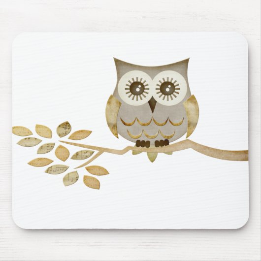 Tapis De Souris Hibou large de yeux dans l'arbre Mousepad (Devant)