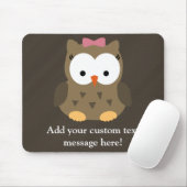 Tapis De Souris Hibou mignon de bébé avec l'arc rose (Avec souris)