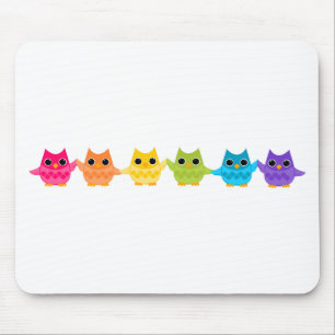 Tapis De Souris Hiboux d'arc-en-ciel