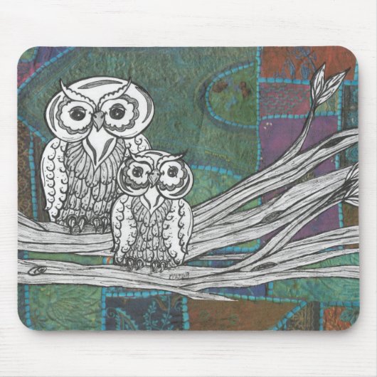 Tapis De Souris Hiboux de patchwork (Devant)