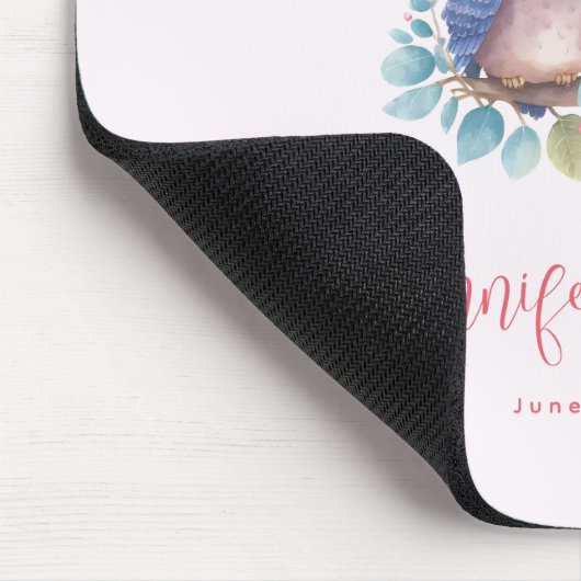 Tapis De Souris Hiboux en amour assis sur une branche d'arbre Mari (Coin)