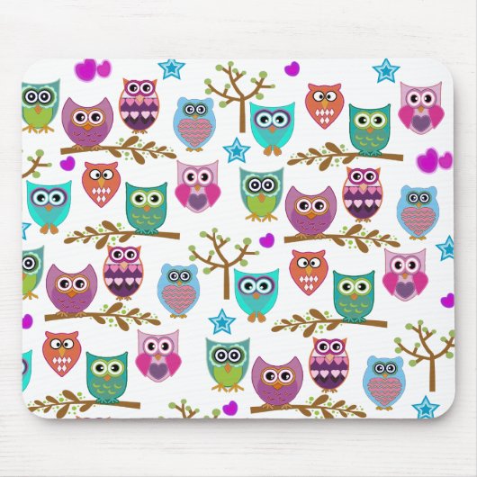 Tapis De Souris hiboux heureux (Devant)
