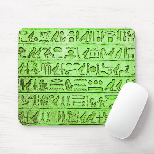 Tapis De Souris Hiéroglyphes égyptiens anciens Vert (Avec souris)