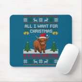 Tapis De Souris Highland Cow Christmas Ugly Sweater Style Festive (Avec souris)