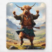 Tapis De Souris Highland Cow Dansant Le Highland Fling, (Devant)