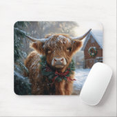 Tapis De Souris Highland Cow Rustic Barnyard Noël (Avec souris)