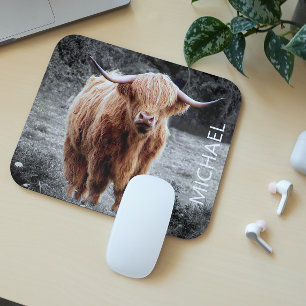 Tapis De Souris Highland Cow Scotland Nom personnalisé