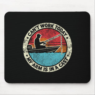 Tapis De Souris Hilarious Fishing Je ne peux pas travailler aujour