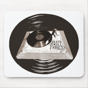 TAPIS DE SOURIS HIP HOP BEATS SKILL LYRICS ON TURNTABLE