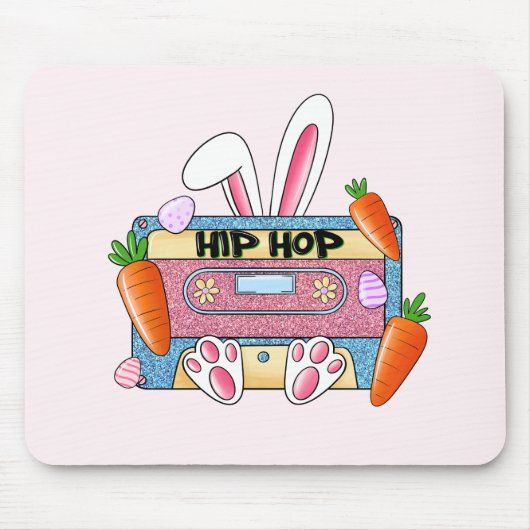 Tapis De Souris Hip-Hop Lapin de Pâques Mixtape - Cassette Rétro (Devant)