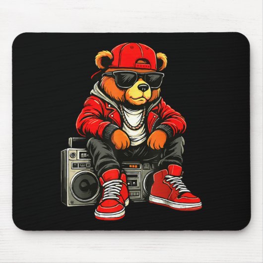 Tapis De Souris Hip Hop Teddy Bear Rap Music (Devant)