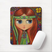 Tapis de souris hippie de poupée de paix (Avec souris)