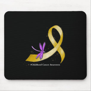 Tapis De Souris Hippie Libellule Ruban Jaune Cancer de l'Enfance M