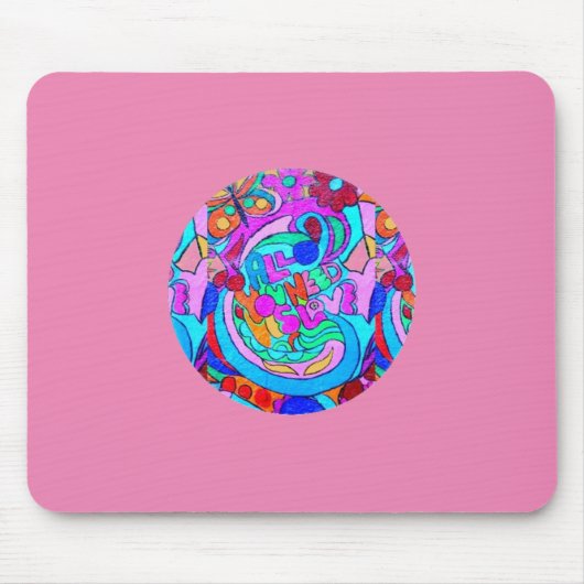 Tapis De Souris hippie super cercle d'amour rose (Devant)