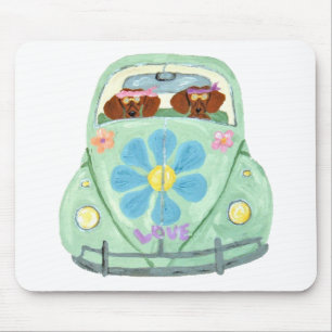 Tapis De Souris Hippies Dachshunds Dans Leur Mobile De L'Amour Fle