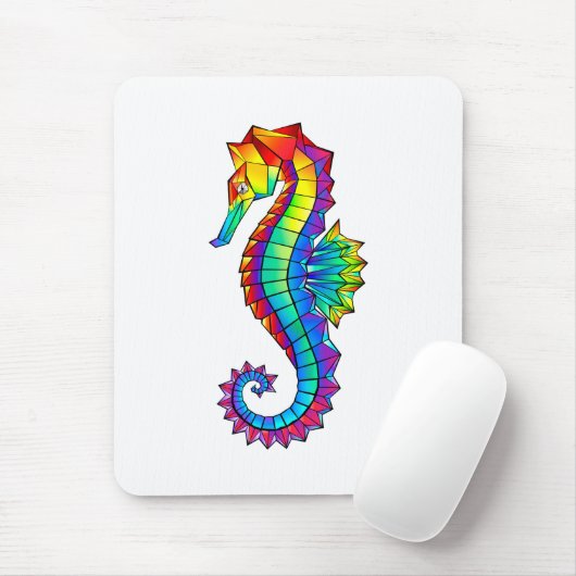 Tapis De Souris Hippocampe polygonal arc-en-ciel (Avec souris)