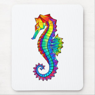 Tapis De Souris Hippocampe polygonal arc-en-ciel