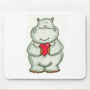 Tapis De Souris Hippopotame avec le coeur