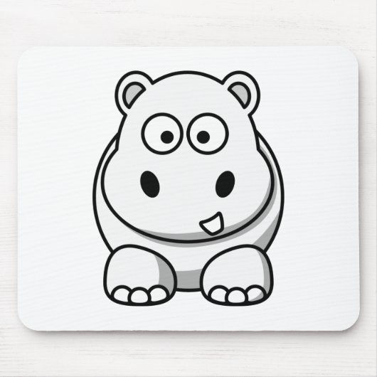 Tapis De Souris Hippopotame Blanc Mignon (Devant)