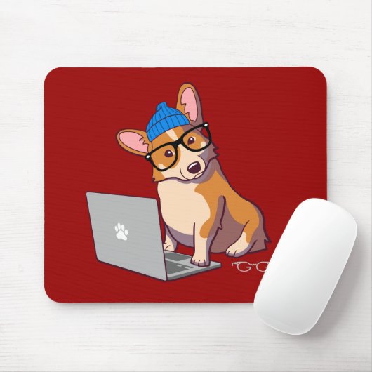 Tapis De Souris Hipster Corgi 2 (sans texte) (Avec souris)
