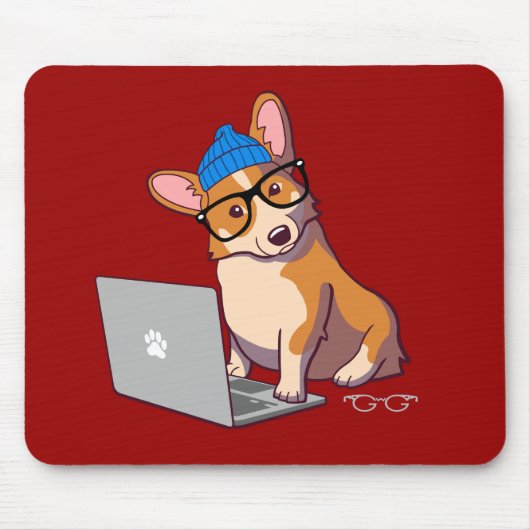 Tapis De Souris Hipster Corgi 2 (sans texte) (Devant)