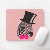 Tapis De Souris Hipster Zebra avec chapeau supérieur et Cravate Bo (Avec souris)