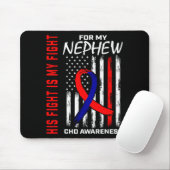 Tapis De Souris His Fight Nephew Chd Awareness American Flag Graph (Avec souris)