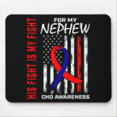 Tapis De Souris His Fight Nephew Chd Awareness American Flag Graph (Devant)