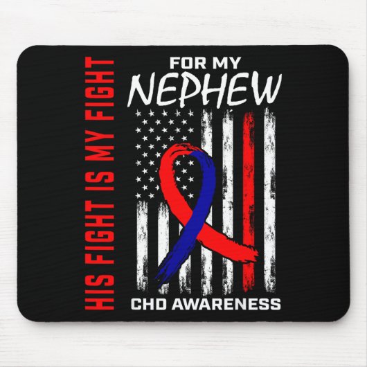 Tapis De Souris His Fight Nephew Chd Awareness American Flag Graph (Devant)
