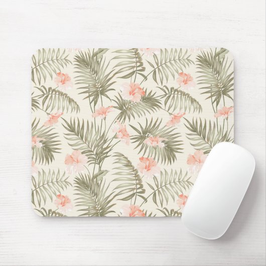 Tapis De Souris Hisbiscus Tropical Palm Tree Motif (Avec souris)