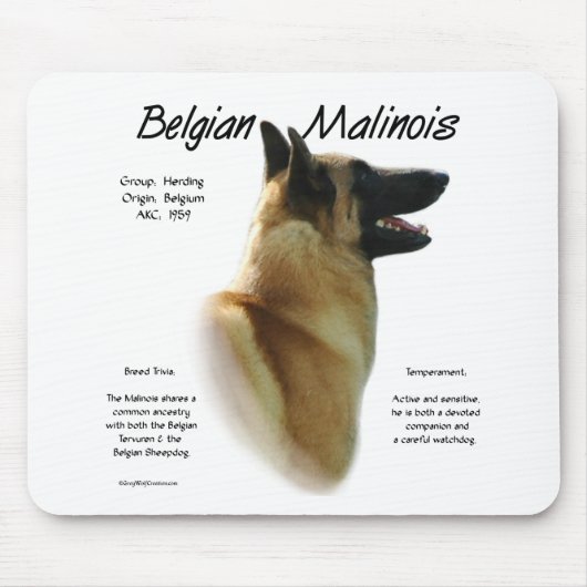 Tapis De Souris Histoire des Malinois belges ; Tout sur les Malino (Devant)