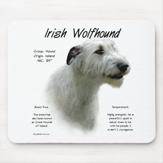 Tapis De Souris Histoire du Wolfhound en Irlande blanche (Devant)