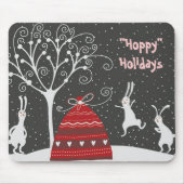 Tapis De Souris Hiver Bunny Hoppy Vacances Mousepad (Devant)