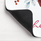 Tapis De Souris Hiver Burgundy Peony Rose Floral Pine Bouquet (Coin)