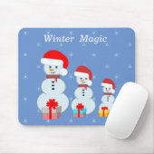 Tapis De Souris Hiver magie snowmen & snowflics (Avec souris)