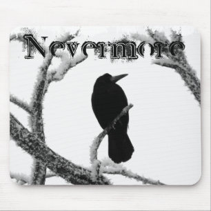 Tapis De Souris Hiver Raven Edgar Allan Poe de B&W plus jamais