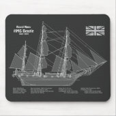 Tapis De Souris HMS Beagle - Grand navire - Modèle de livraison PB (Devant)