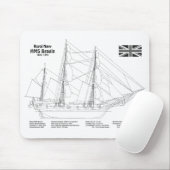 Tapis De Souris HMS Beagle Tall Ship - Plan d'expédition BD (Avec souris)