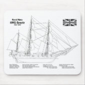 Tapis De Souris HMS Beagle Tall Ship - Plan d'expédition BD (Devant)