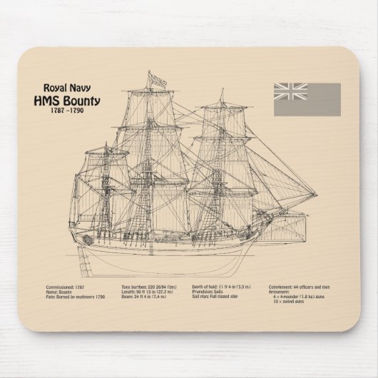 Tapis De Souris HMS Bounty - Plan directeur des navires SD (Devant)