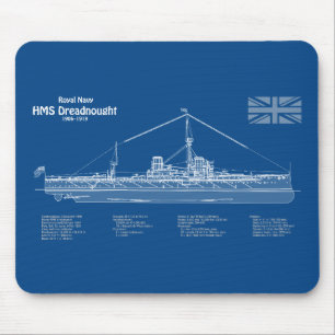 Tapis De Souris HMS Dreadnoud - Plan d'expédition ABD