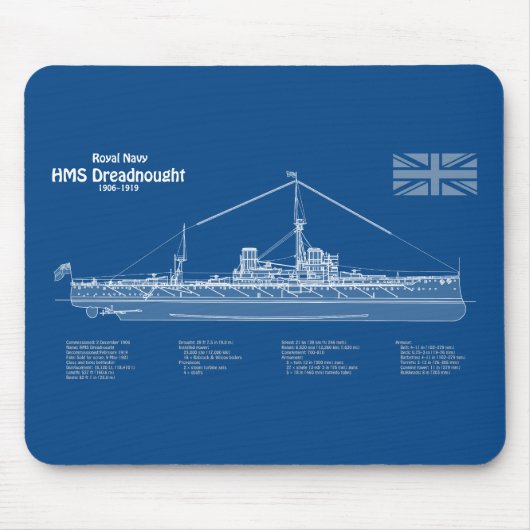 Tapis De Souris HMS Dreadnoud - Plan d'expédition ABD (Devant)