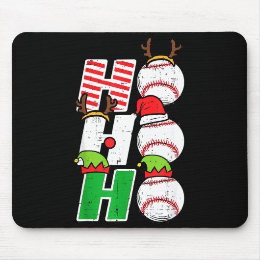 Tapis De Souris Ho Ho Baseball Elf Candy Cane Funny Christmas Srt (Devant)