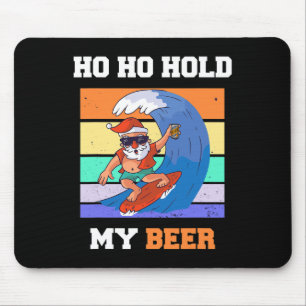 Tapis De Souris Ho Ho Tenez Bière Surfeur Père Noël Xmas Fête De N