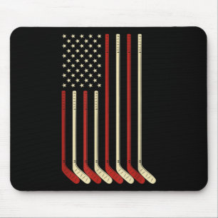 Tapis De Souris Hockey Goalie USA Drapeau Hockey Stick Ice Hockey