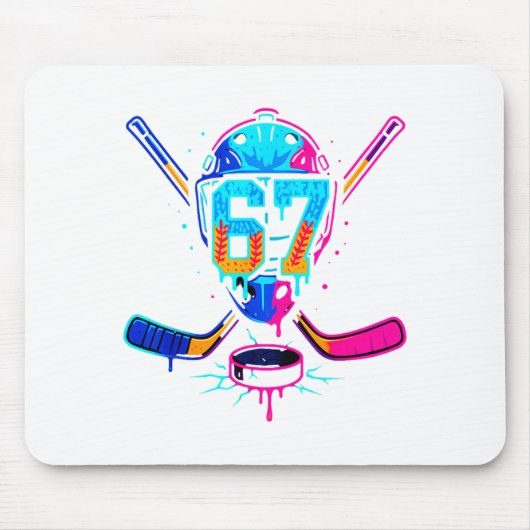 Tapis De Souris Hockey Ice Cream Drip Number 67 Player 67th Birthd (Devant)