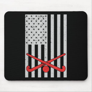 Tapis De Souris Hockey sur gazon patriotique Drapeau américain Fem